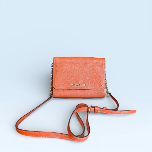 MMK Hayes Clutch Crossbody Orange Pebbled Leather Small - Picture 2 of 7